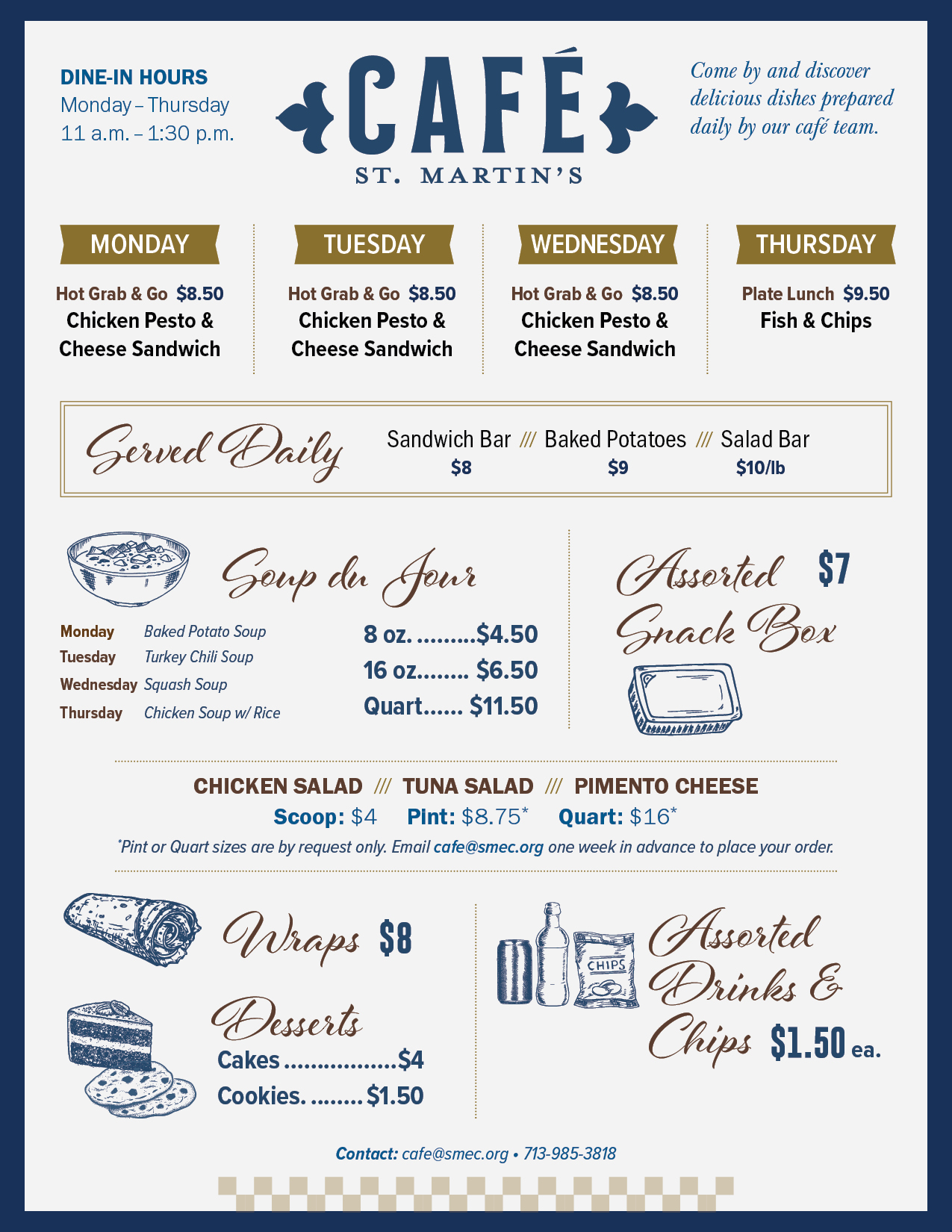 Cafe Weekly Menu